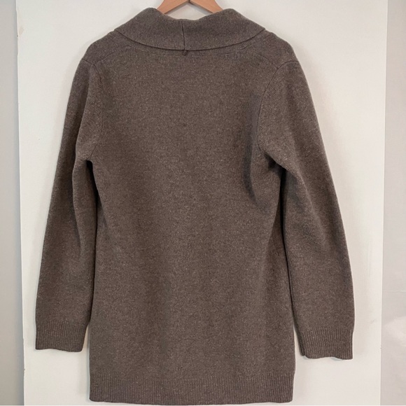 Garnet Hill Light Brown Neutral Lambswool Cardigan Sweater - Picture 2 of 9